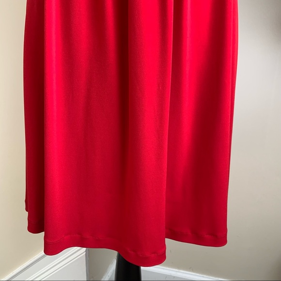 Boston Proper Twist-Front Short Sleeve Fit & Flare Dress Red Sz S - Picture 5 of 15